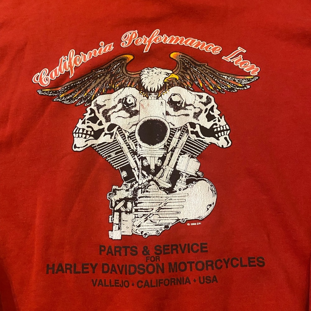 Vintage 1986 Harley Davidson Cpi hoodie California Performance Iron sweater L - Picture 2 of 9